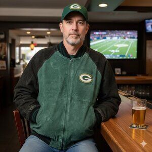 Vintage NFL Green Bay Packers Leather Varsity Jacket XL | Embroidered Logos